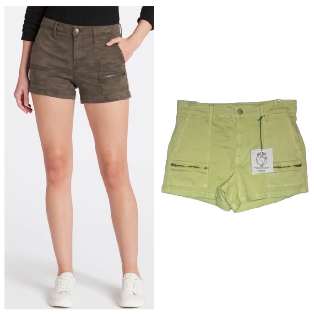 Pistola Hannah Cargo Eco Edit Shorts In Limeade High Rise Casual Size 22 & 24